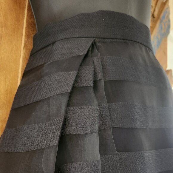 NWT Milly layered organza sheer midi full  pleated black skirt Sz M - Picture 7 of 11